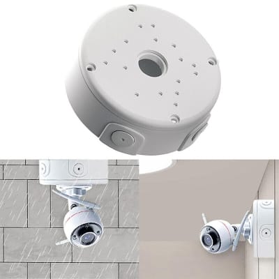 Picture of CCTV Junction Box For IP analog  Camera Bracket CCTV Accessories Surveillance Dome b ullet Waterproof CC Camera  Junction Box Metal 4.5 inch by 4.5 Inch - White