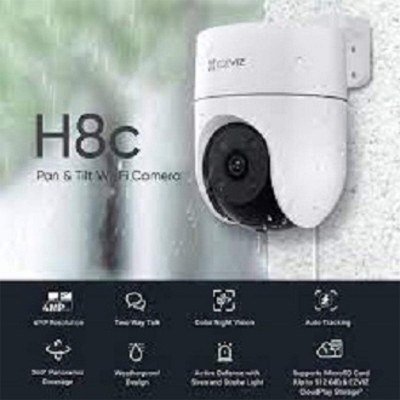 Picture of EZVIZ H8c 2K  3MP  Pan & Tilt Wi-Fi Camera 2K Resulation Pan: 350°, Tilt: 80° IR 30m MicroSD card slot (Up to 512GB) - White - 512GB