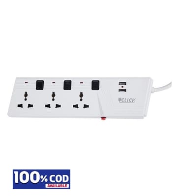 Picture of Click Super Extension Socket  3 SKT, 2 Pin, 3 Yard, USB 