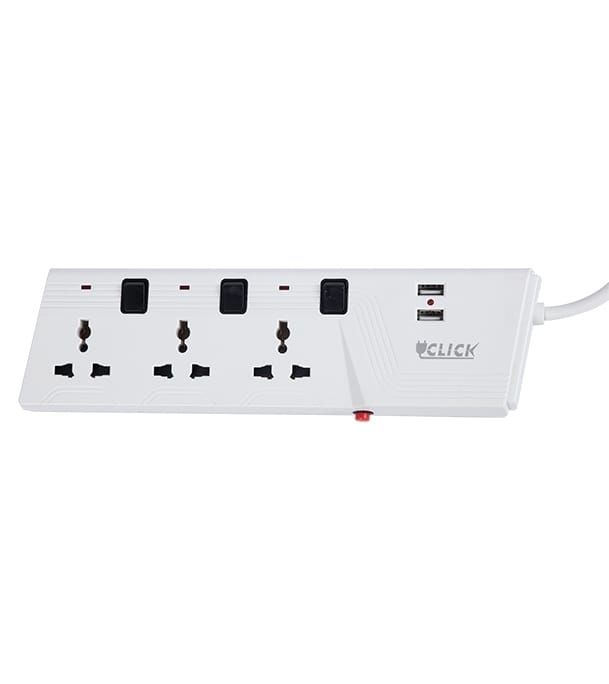 Picture of Click Super Extension Socket  3 SKT, 2 Pin, 3 Yard, USB 