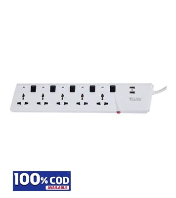 Picture of Click Super Extension Socket 5 SKT, 2 Pin, 3 Yard, USB