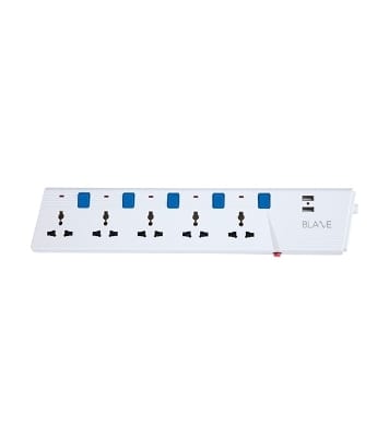 Picture of Blaze Smart Extension Socket 5 SKT, 2 Pin, 3 Yard USB