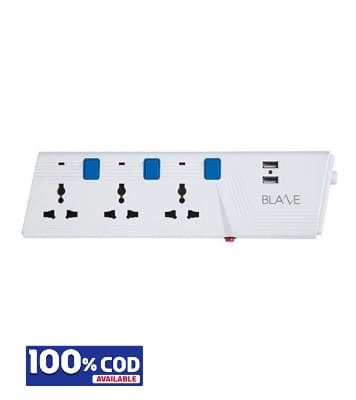 Picture of Blaze Smart Extension Socket 3 SKT, 2 Pin, 3 Yard, USB 