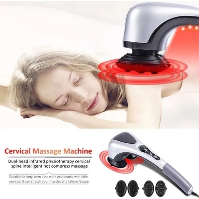 Picture of Electric Neck Hammer Dual-head Vertebra Roller Back Hot Compress Massage Stick Portable Shoulder Cervical Spine Massager
