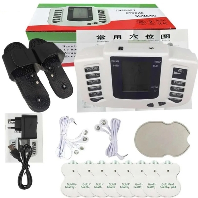 Picture of Body Slimming massager tens massager digital therapy Massageador tens machine Electrod Pads+Russian/English+slippers