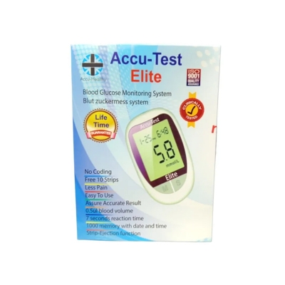 Picture of Accu-Test Elite Blood Glucose Monitor (Korean) with 10 Strips & 10 Needles – Complete Home Testing Kit