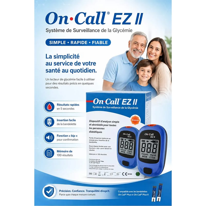 Picture of On Call EZ II Blood Glucose Monitoring System Accurate, Fast & Easy Blood Sugar Testing for Everyday Diabetes Care