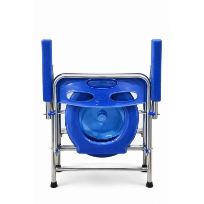 Picture of Premium Foldable Stainless Steel Commode Chair with Armrest & Back Support