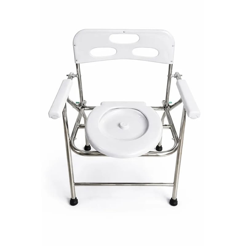 Picture of Premium Foldable Stainless Steel Commode Chair with Armrest & Back Support