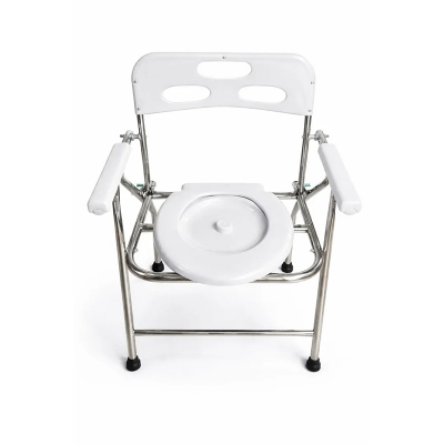 Picture of Premium Foldable Stainless Steel Commode Chair with Armrest & Back Support