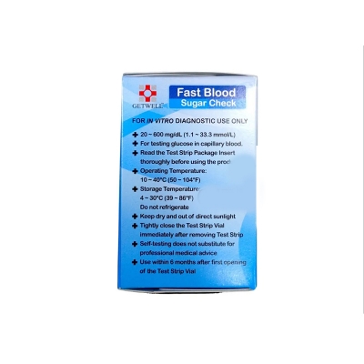 Picture of Test Strips for Getwell Blood Glucose Monitor – 25 Pcs Pack