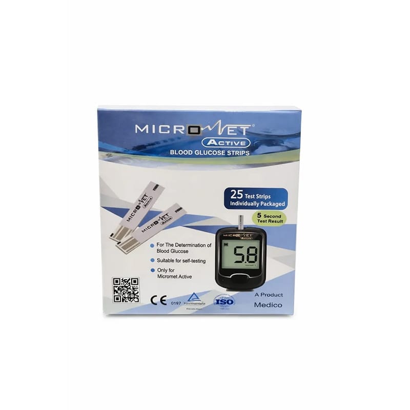 Picture of Micromet Active Blood Glucose Test Strips – 25 Pieces Pack