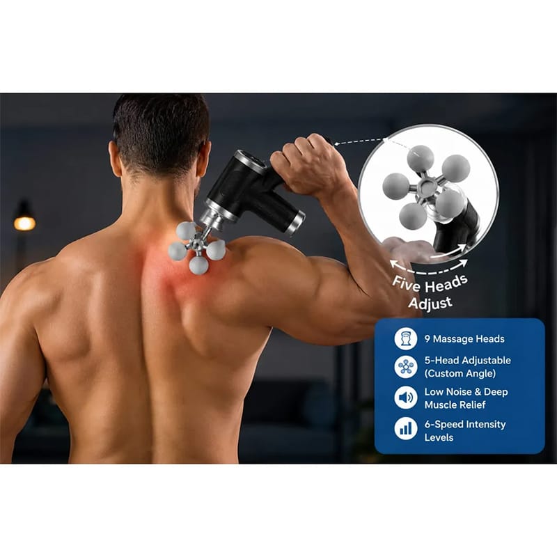 Picture of Blueidea Fascia Gun BLD-780 Professional Deep Tissue Massage Gun with 9 Massage Heads