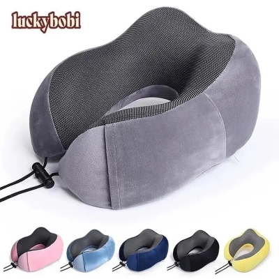 Picture of Travel Pillow Breathable Comfortable Memory Foam Pillow Easy to Carry Neck Pillow with Phone Holder