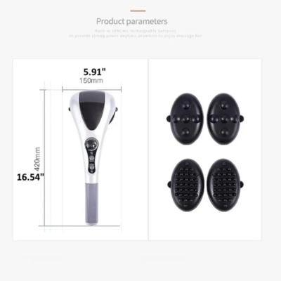 Picture of Electric Handheld Back Massager Infrared Heating Hammer Massager With Double Head Used To Full Body Massage Pain Relief