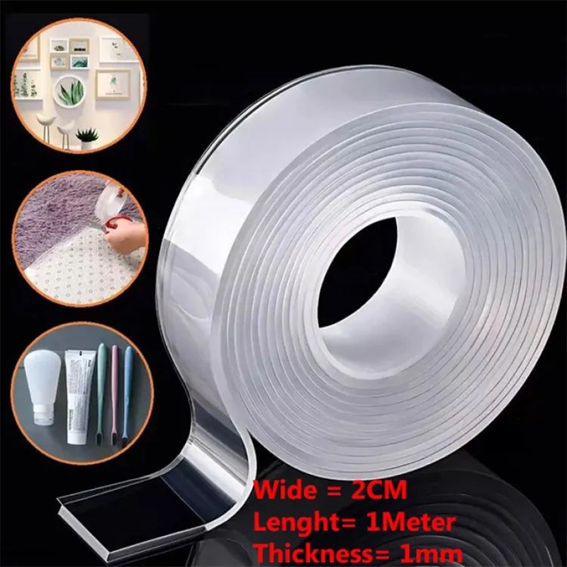 Picture of 1M-Nano Magic Double-Sided Adhesive Tape (2Cm/3Cm/60Pcs) Red Box - Non-Slip Gel Strips For Gripping, Car, Home Office Supplies - Magic Stick-White