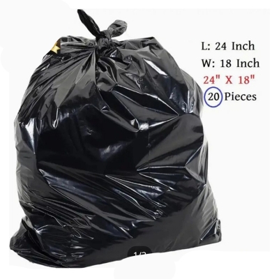 Picture of Trash Bags (100 Pcs) 18X24 Inch High Quality / Garbage Bag / Waste Bag Black-Black