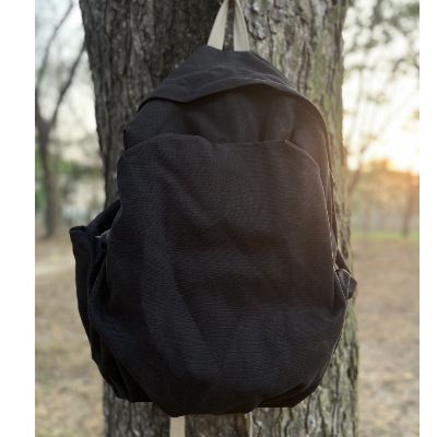 Picture of  Black Canvas Backpack for Women and Men Retro Aesthetic Rucksack Basic Backpack for High School/College Students Travel Laptop Bag