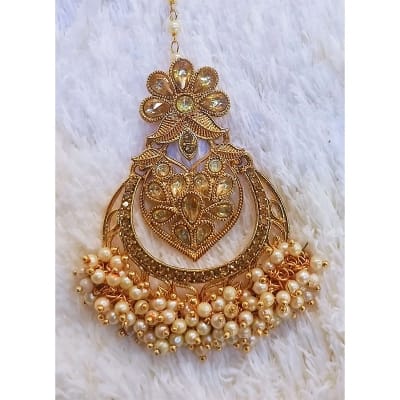 Picture of Kundan Floral Design tikli for Girls – tikli – gold tikli