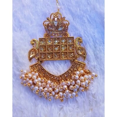 Picture of Kundan Floral Design tikli for Girls – tikli – gold tikli