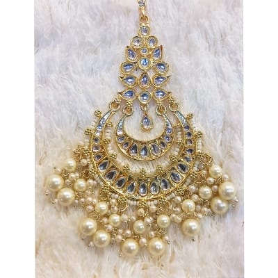 Picture of Kundan Floral Design tikli for Girls – tikli – gold tikli