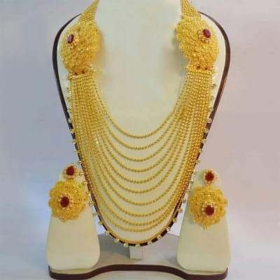 Picture of Gold Plated ball mala Jewellery Necklace Set For neckless girls – ball mala gold – sita har – gold ball mala 