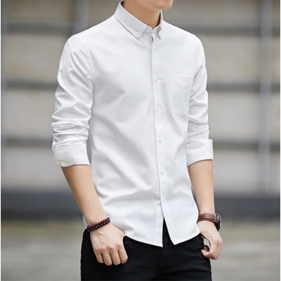 Picture of Oxford Cotton Stylish Shirt for Boys-Clothing Size-M, Color-White
