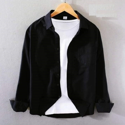 Picture of Oxford Cotton Full Sleeve Shirt-Clothing Size-M, Color-Black