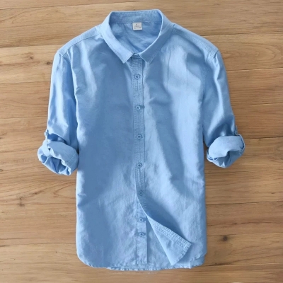 Picture of Oxford Cotton Full Sleeve Shirt-Clothing Size-M, Color-Sky