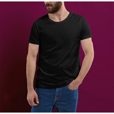 Picture of Jersey Fabrics Half Hata Solid Color Tshirt-Clothing Size-S, Color-Black