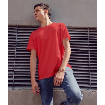 Picture of Jersey Fabrics Half Hata Solid Color Tshirt-Clothing Size-S, Color-Red