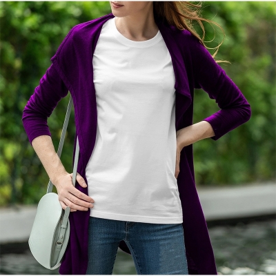 Picture of Jersey Fabrics Half Hata Solid Color Tshirt-Clothing Size-S, Color-White