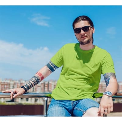 Picture of Jersey Fabrics Half Hata Solid Color Tshirt-Clothing Size-S, Color-Navy