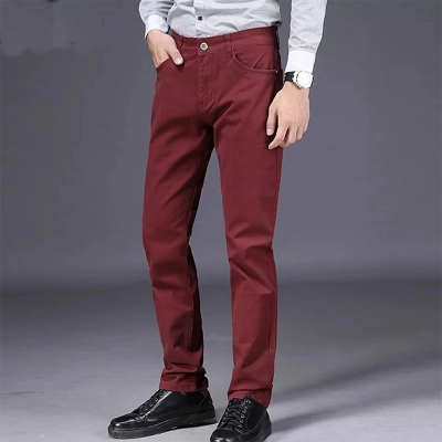 Picture of Gavardine Pant Cotton Fabrics 2 % spandex-Clothing Size-28, Color-Maroon