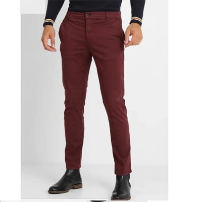 Picture of Gavardine Pant Cotton Fabrics 2 % spandex-Clothing Size-28, Color-Maroon