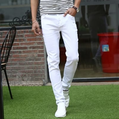 Picture of Gavardine Pant Cotton Fabrics 2 % spandex-Clothing Size-28, Color-White