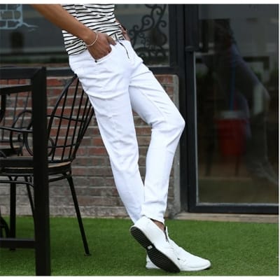 Picture of Gavardine Pant Cotton Fabrics 2 % spandex-Clothing Size-28, Color-White