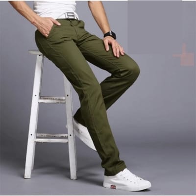 Picture of Gavardine Pant Cotton Fabrics 2 % spandex-Clothing Size-28, Color-Deep Olive