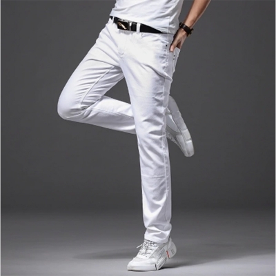 Picture of Gavardine Pant Cotton Fabrics 2 % spandex-Clothing Size-28, Color-Milk White
