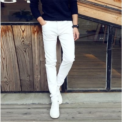 Picture of Gavardine Pant Cotton Fabrics 2 % spandex-Clothing Size-28, Color-Bright White