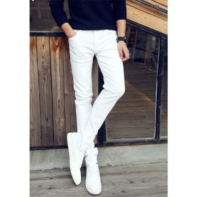 Picture of Gavardine Pant Cotton Fabrics 2 % spandex-Clothing Size-28, Color-Bright White