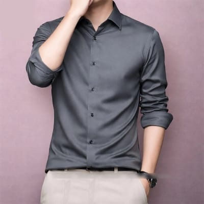 Picture of China Fabric Men’s Shirt — Smart Look, Zero Iron Hassle!-Clothing Size-M, Color-Deep Ash