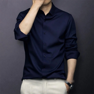 Picture of China Fabric Men’s Shirt — Smart Look, Zero Iron Hassle!-Clothing Size-M, Color-Navy