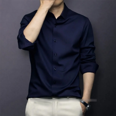 Picture of China Fabric Men’s Shirt — Smart Look, Zero Iron Hassle!-Clothing Size-M, Color-Navy