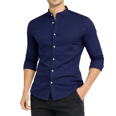 Picture of Premium Band Collar Shirt-Clothing Size-M, Color-Navy