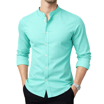 Picture of Premium Band Collar Shirt-Clothing Size-M, Color-Pest