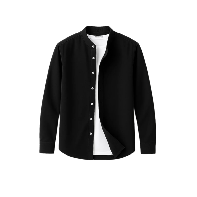 Picture of Premium Band Collar Shirt-Clothing Size-M, Color-Black