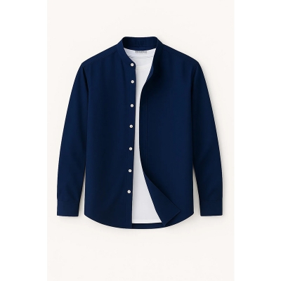 Picture of Premium Band Collar Shirt-Clothing Size-M, Color-Navy