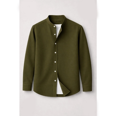 Picture of Premium Band Collar Shirt-Clothing Size-M, Color-Olive