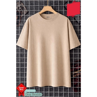 Picture of Trendy Drop Shoulder T-Shirt-Clothing Size-M, Color-Beige